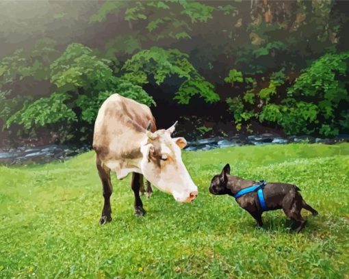 Cow And Puppy Diamond Painting