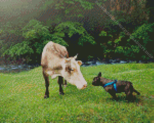 Cow And Puppy Diamond Painting