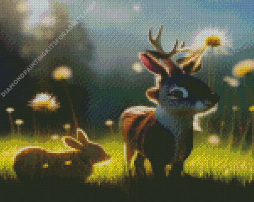 Cute Bunny Deer Diamond Painting