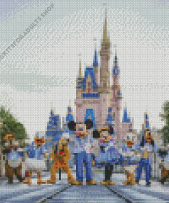 Disney Characters In Magic Kingdom Park Diamond Painting