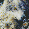 Flowering Spirit Wolf Diamond Painting