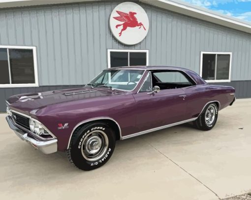 Purple 66 Chevelle Classic car Diamond Painting