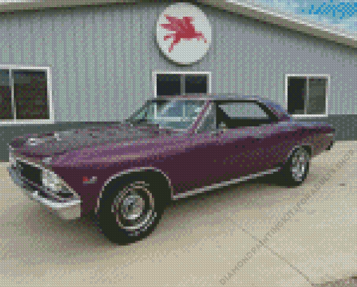 Purple 66 Chevelle Classic car Diamond Painting