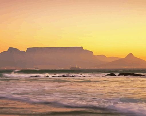 Table Mountain With Bloubergstrand Beach Diamond Painting