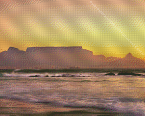 Table Mountain With Bloubergstrand Beach Diamond Painting