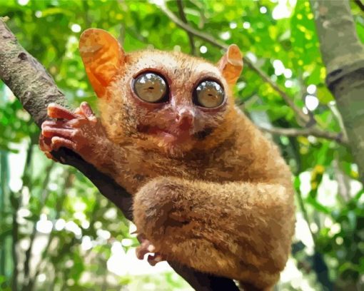 Tarsier On Branch Diamond Painting