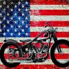 Vintage Motorcycle And Flag Diamond Painting