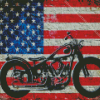 Vintage Motorcycle And Flag Diamond Painting