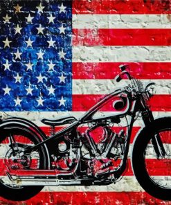 Vintage Motorcycle And Flag Diamond Painting