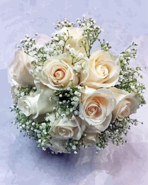 White Roses Bouquet Diamond Painting