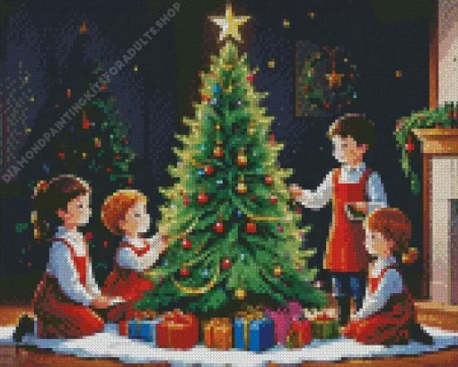 Cartoon Christmas Children Diamond Painting