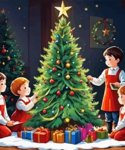 Cartoon Christmas Children Diamond Painting