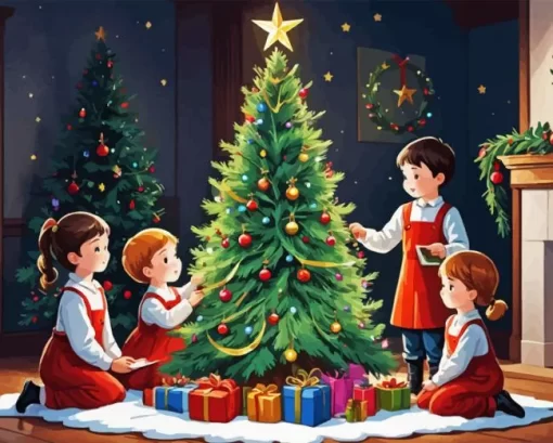 Cartoon Christmas Children Diamond Painting