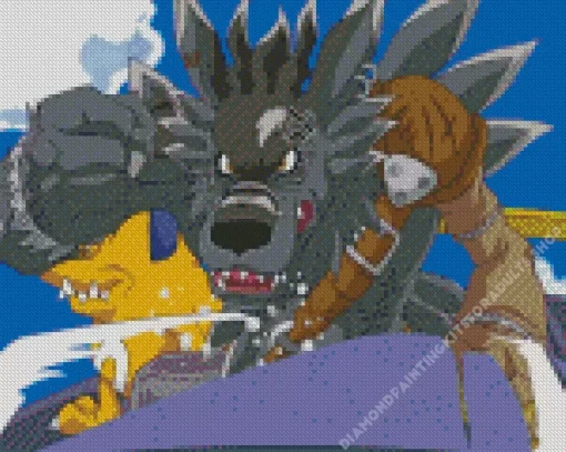 Digimon Black Weregarurumon Diamond Painting