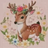 Floral Baby Deer Diamond Painting