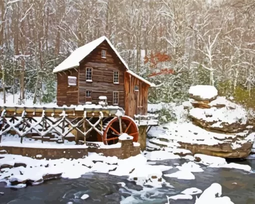 Glade Creek Grist Mill Diamond Painting