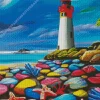 Sunset Beach Lighthouse Diamond Painting