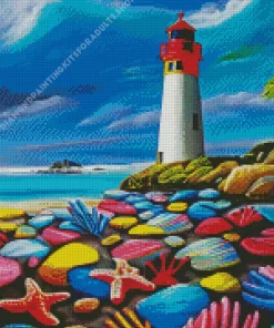 Sunset Beach Lighthouse Diamond Painting