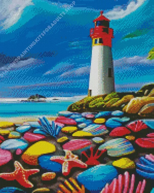 Sunset Beach Lighthouse Diamond Painting