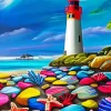 Sunset Beach Lighthouse Diamond Painting