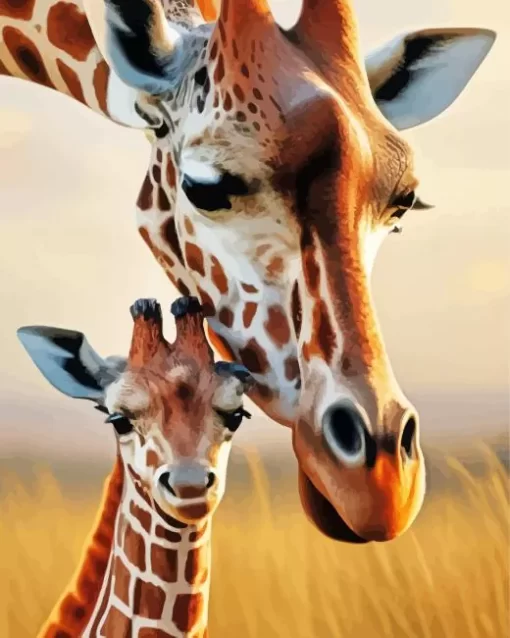 Baby And Mom Giraffe Diamond Painting