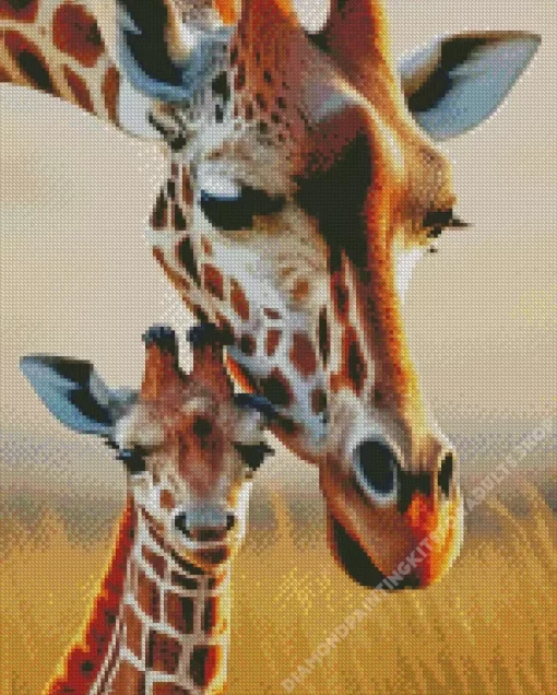 Baby And Mom Giraffe Diamond Painting