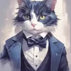 Black Tie Cat Art Diamond Painting