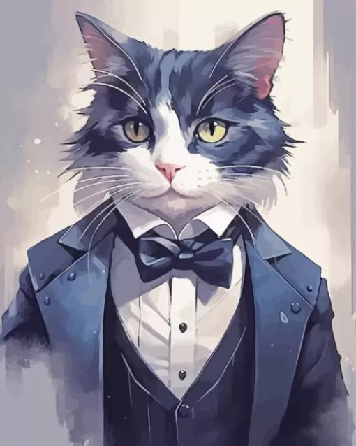 Black Tie Cat Art Diamond Painting