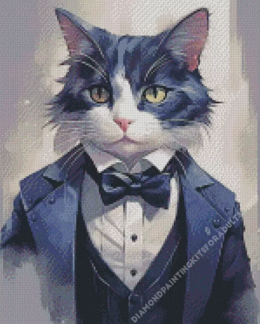 Black Tie Cat Art Diamond Painting