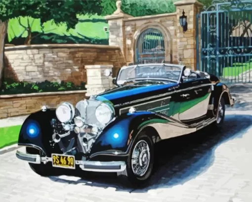 Black Vintage Mercedes Car Diamond Painting