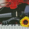 Black Violin And Sunflower Diamond Painting