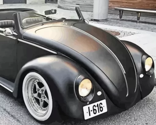 Black Volkswagen Beetle convertible Diamond Painting