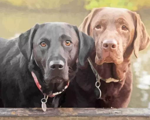 Black VS Chocolate Labradors Diamond Painting