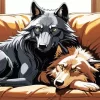 Black Wolf And Brown Wolf Diamond Painting