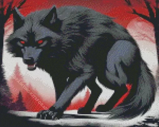 Black Wolf Art Diamond Painting