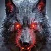 Black Wolf Evil With Red Eyes Diamond Painting