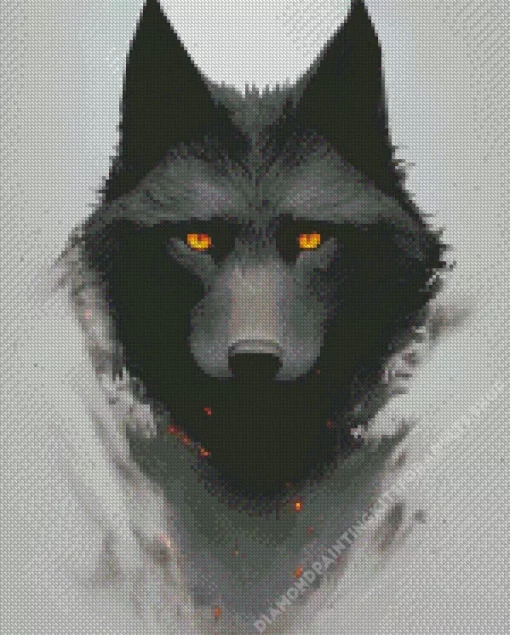 Black Wolf Head Art Diamond Painting