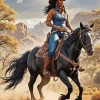 Black Woman Cowgirl On Horse Diamond Painting