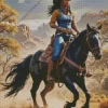 Black Woman Cowgirl On Horse Diamond Painting