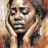 Black Woman Crying Art Diamond Painting