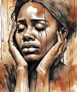 Black Woman Crying Art Diamond Painting