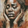 Black Woman Crying Art Diamond Painting