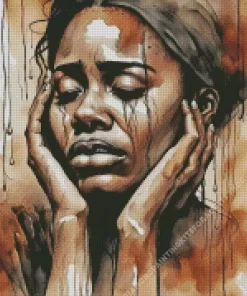 Black Woman Crying Art Diamond Painting