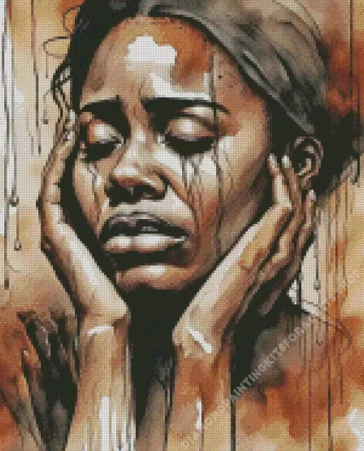 Black Woman Crying Art Diamond Painting