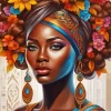 Black Woman Flowers Diamond Painting