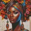 Black Woman Flowers Diamond Painting