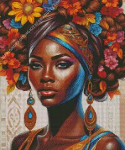 Black Woman Flowers Diamond Painting