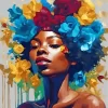 Black Woman Flowers On Head Diamond Painting