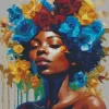 Black Woman Flowers On Head Diamond Painting