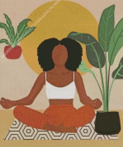 Black Woman Meditating Art Diamond Painting